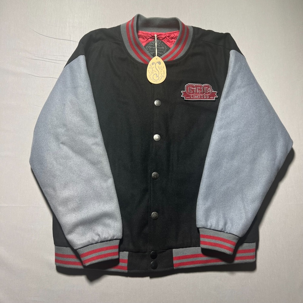 NWT Grassroots California Mens Black & Gray GRC Limited Varsity jackets‎ Size L
